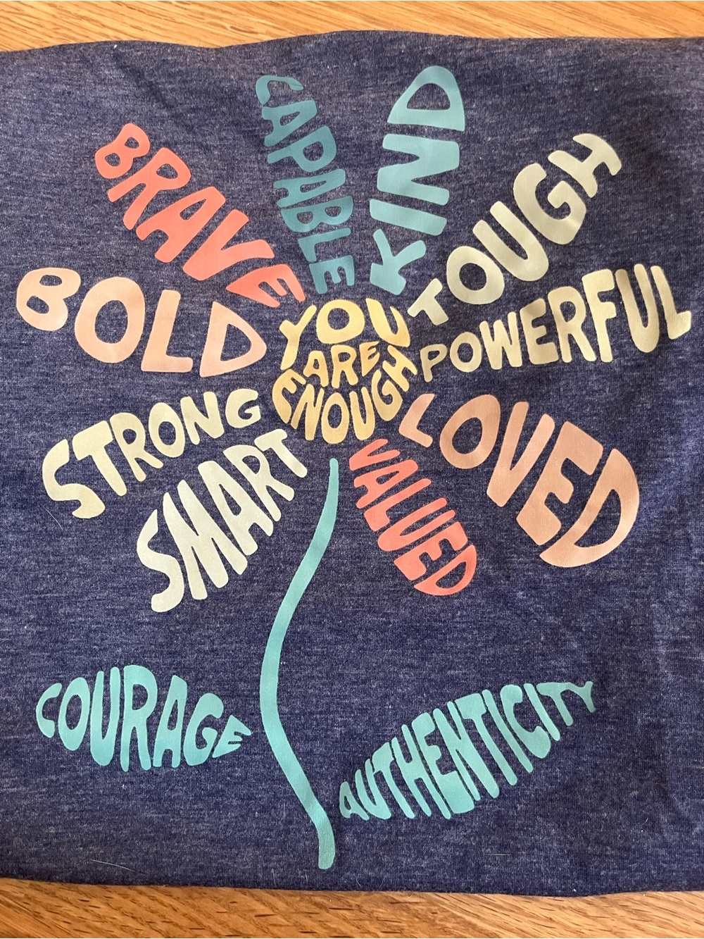 Woman’s' Navy 'You Are Enough' Graphic Tee - Inspirational Floral Design